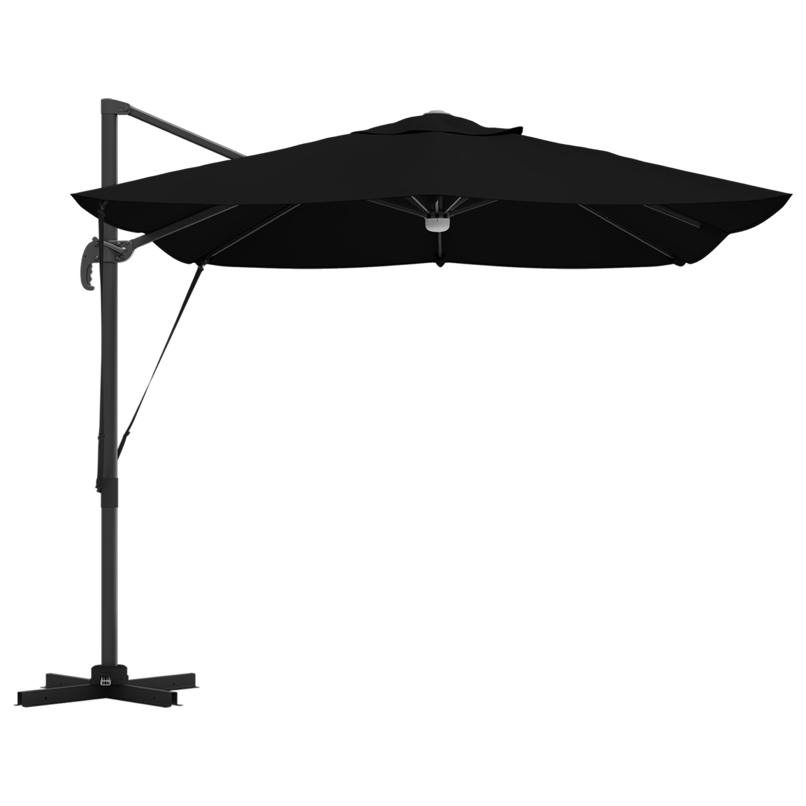 Umbrelă Cantilever Neagră Poliester, Oțel vopsit electrostatic Mare GartenMobel Dekor