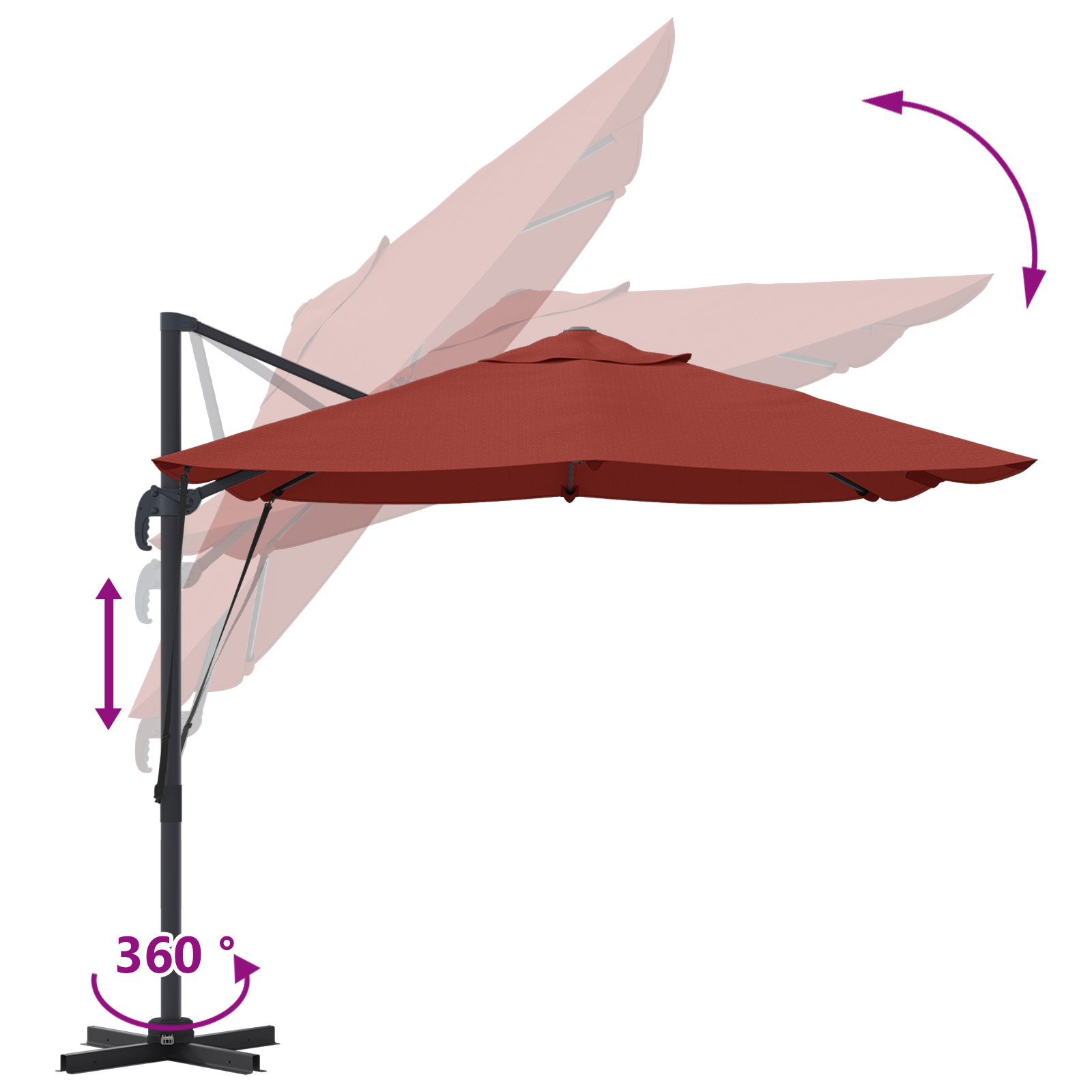 Umbrelă Cantilever Teracotă Poliester, Oțel Mare GartenMobel Dekor