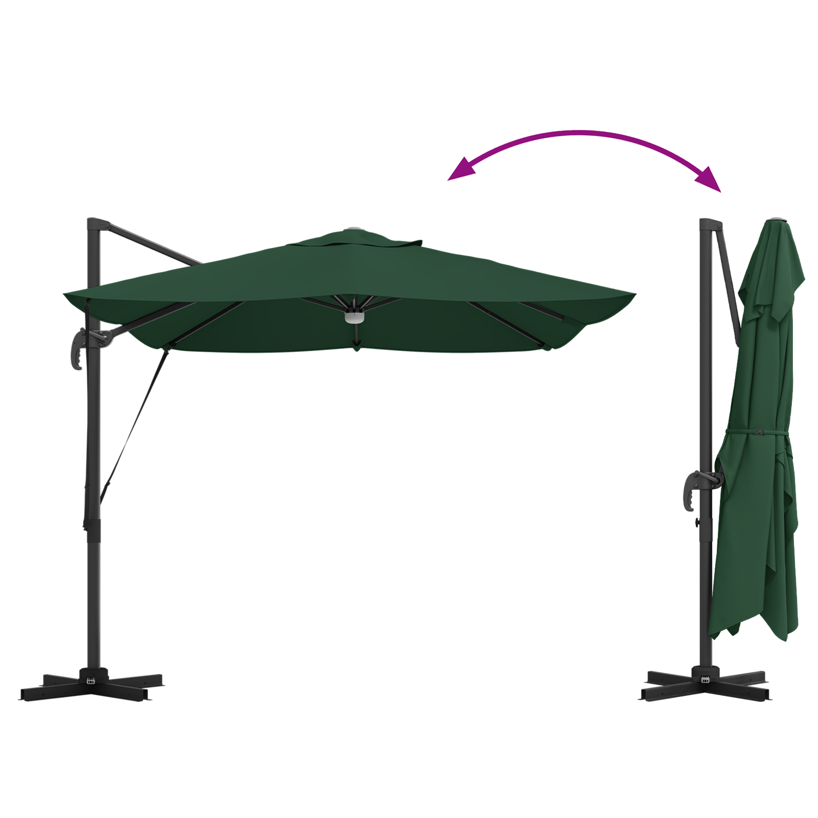 Umbrelă Cantilever Verde Verde Poliester, Metal Mare GartenMobel Dekor