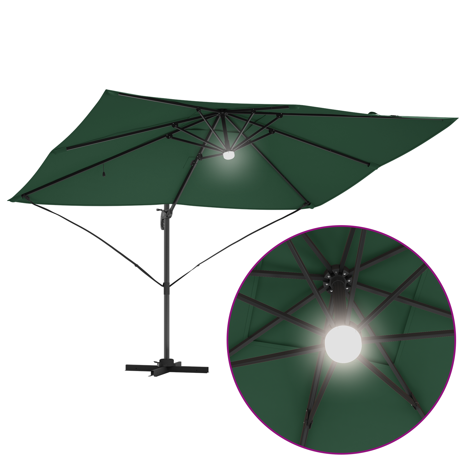 Umbrelă Cantilever Verde Verde Poliester, Metal Mare GartenMobel Dekor