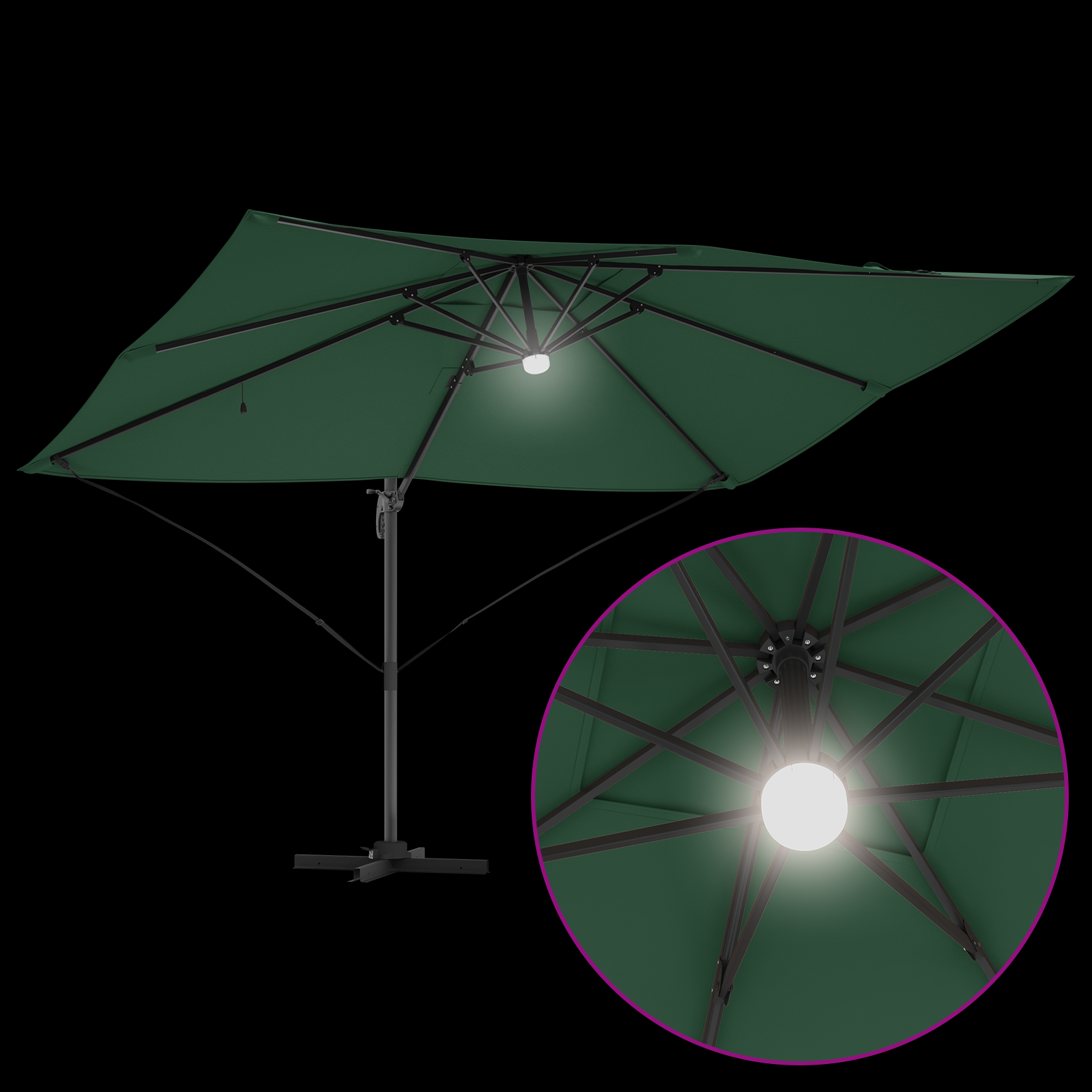Umbrelă Cantilever Verde Verde Poliester, Metal Mare GartenMobel Dekor