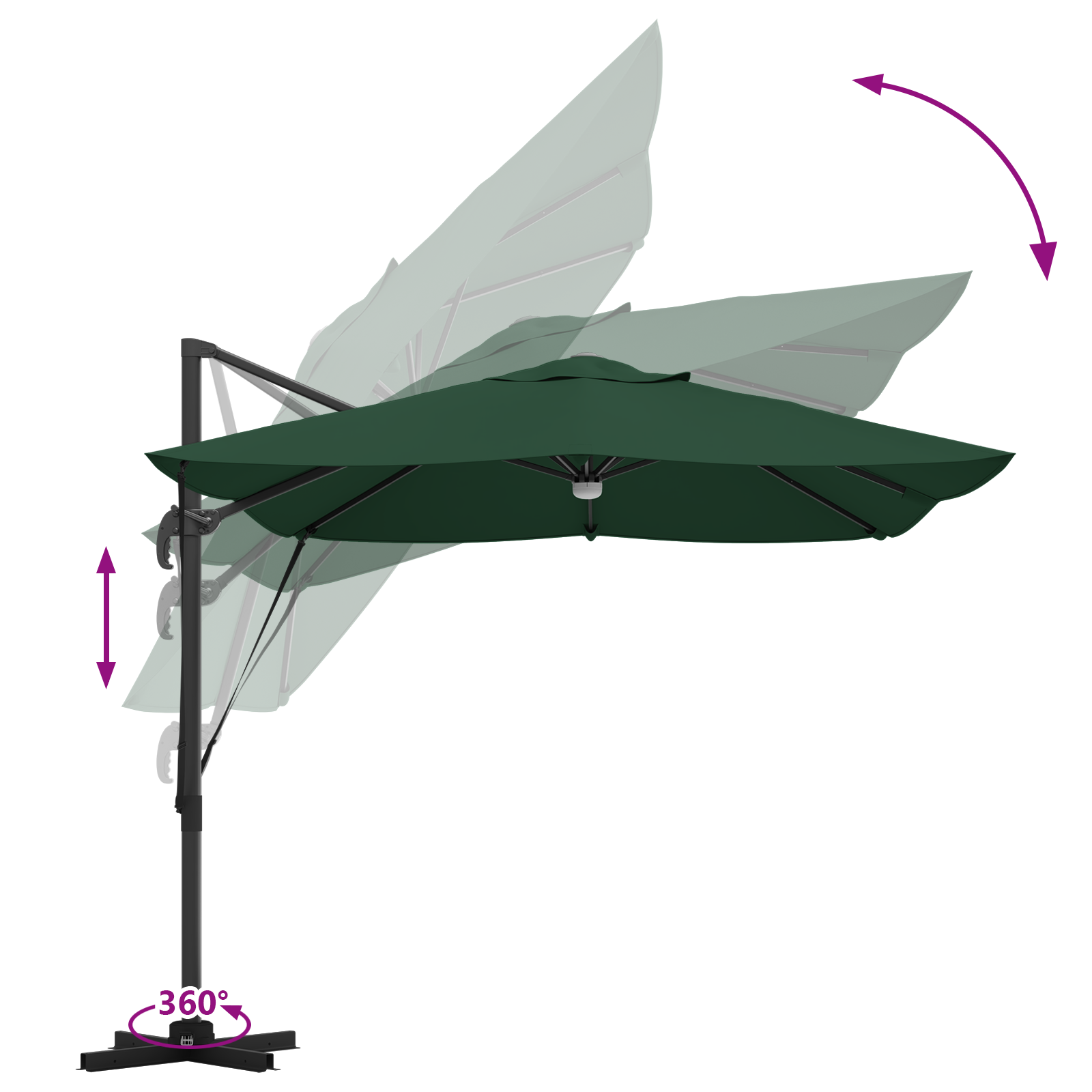 Umbrelă Cantilever Verde Verde Poliester, Metal Mare GartenMobel Dekor