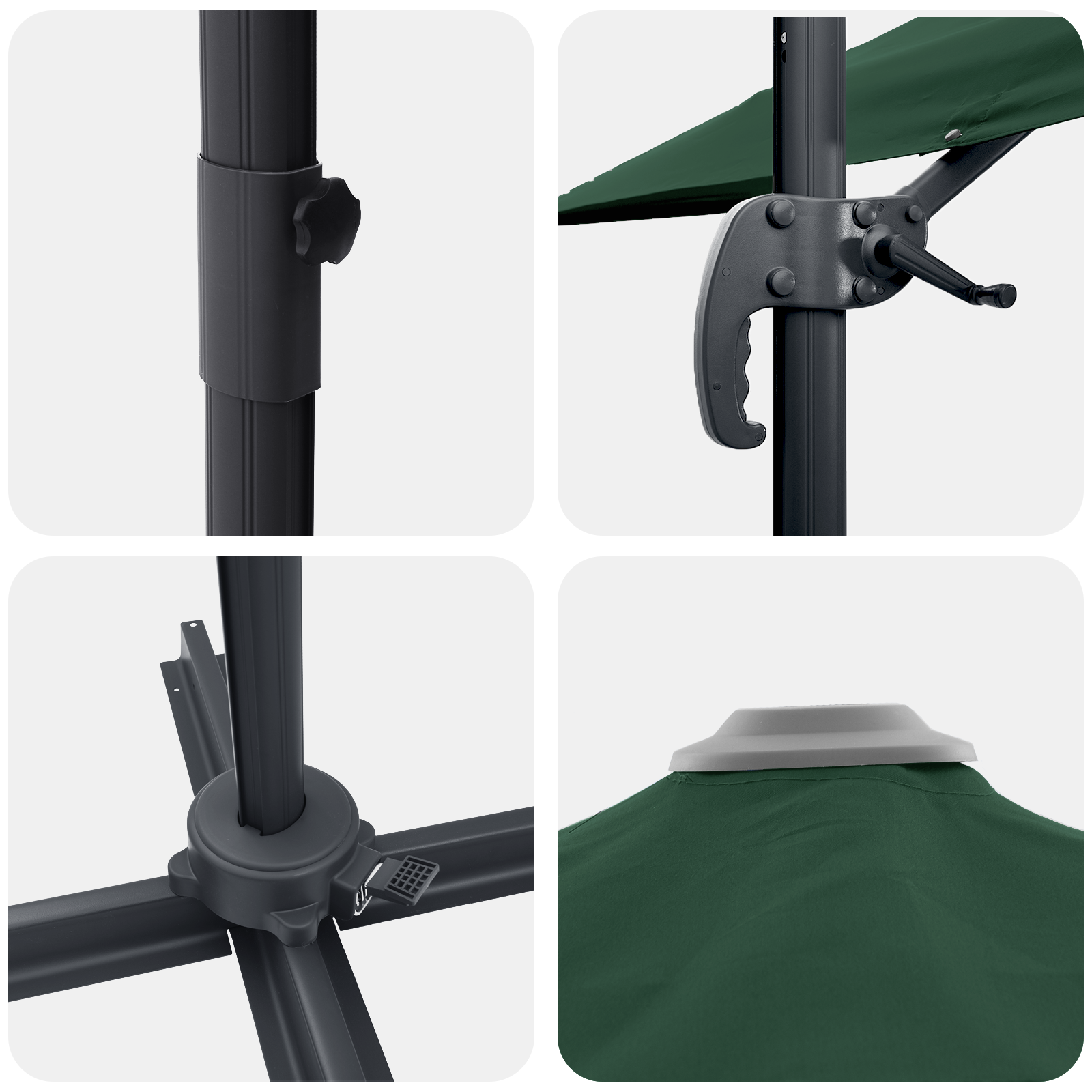 Umbrela Cantilever Verde Verde Poliester și cadru metalic Mare GartenMobel Dekor