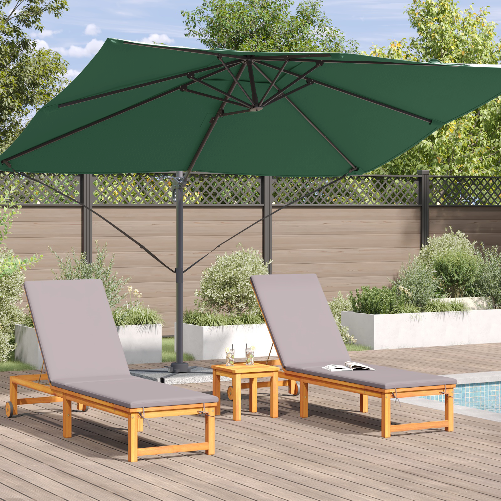 Umbrela Cantilever Verde Verde Poliester și cadru metalic Mare GartenMobel Dekor