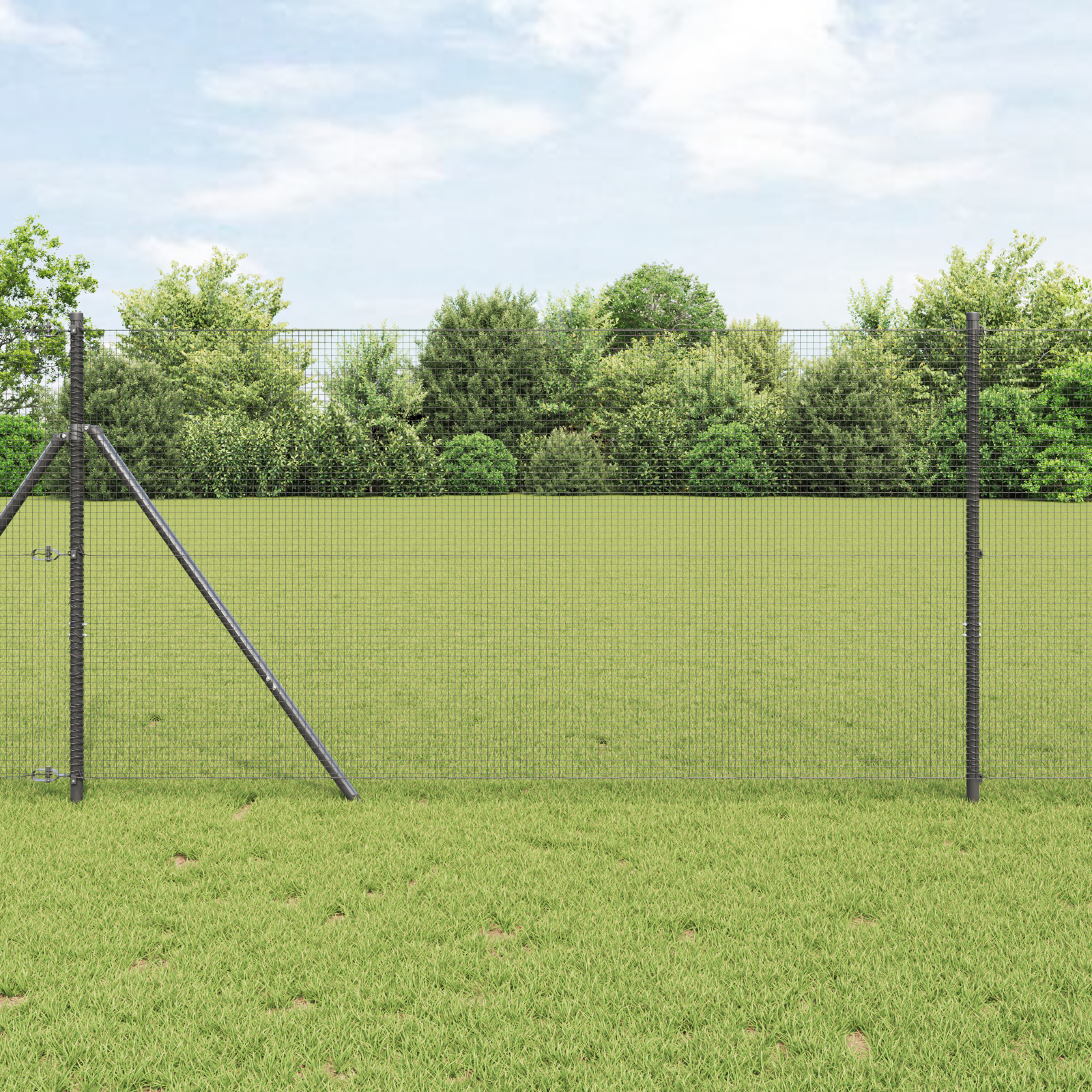 Gard din Fier Sudat Gri 1.4x10 m Fier GartenMobel Dekor