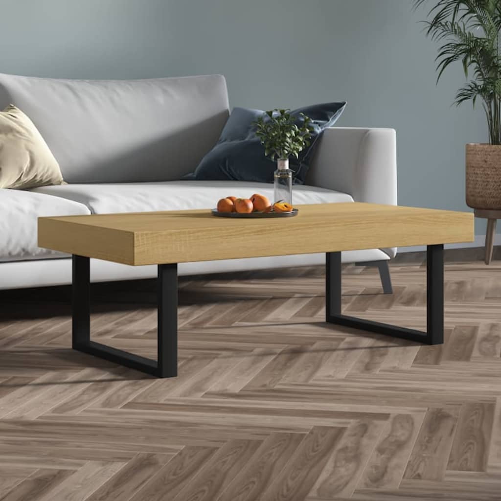 Măsuță de cafea, maro deschis & negru, 120x60x40 cm, MDF & fier GartenMobel Dekor