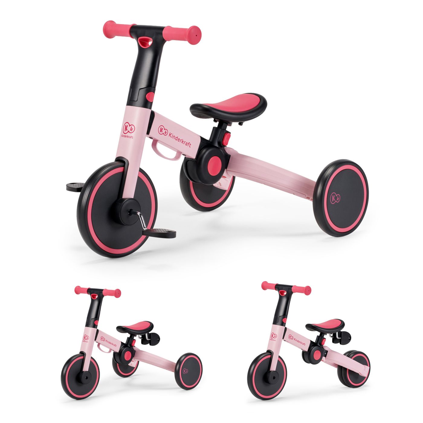 BICICLETA DE ECHILIBRU / TRICICLETA KINDERKRAFT 4TRIKE, CANDY PINK SuperHeroes ToysZone