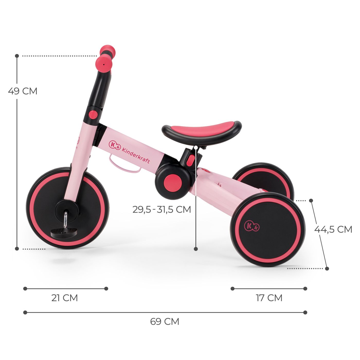 BICICLETA DE ECHILIBRU / TRICICLETA KINDERKRAFT 4TRIKE, CANDY PINK SuperHeroes ToysZone