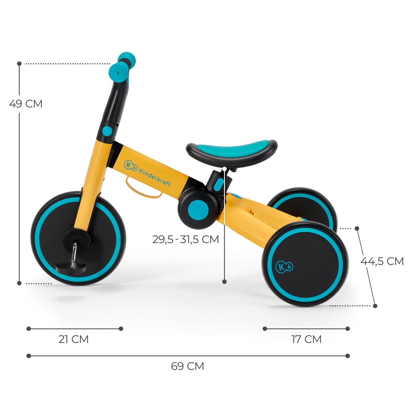 BICICLETA DE ECHILIBRU / TRICICLETA KINDERKRAFT 4TRIKE, PRIMROSE YELLOW SuperHeroes ToysZone