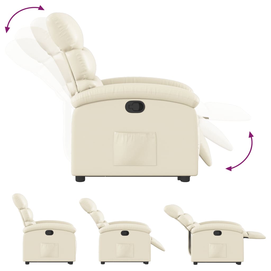 Fotoliu rabatabil cu ridicare, crem, piele ecologică GartenMobel Dekor