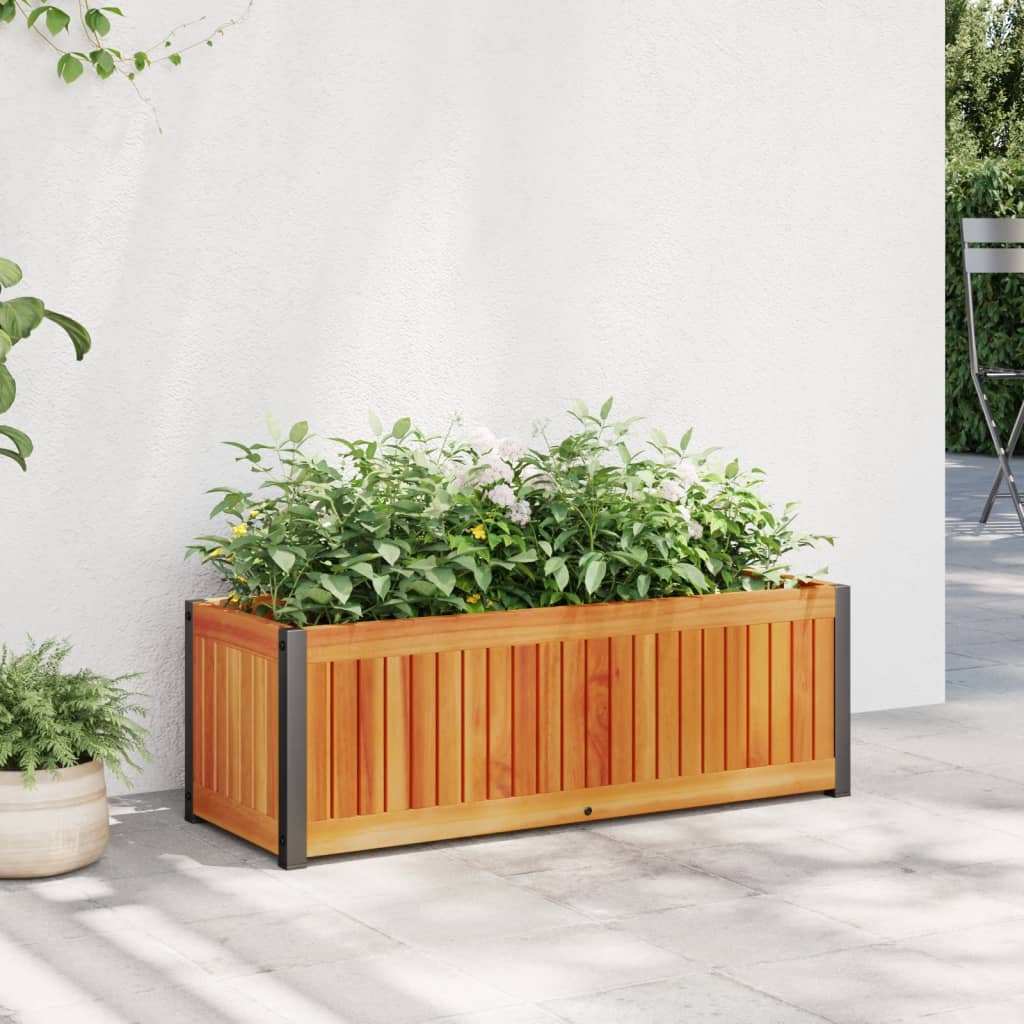 Jardinieră de grădină, 80x30x27,5 cm, lemn masiv acacia/oțel GartenMobel Dekor