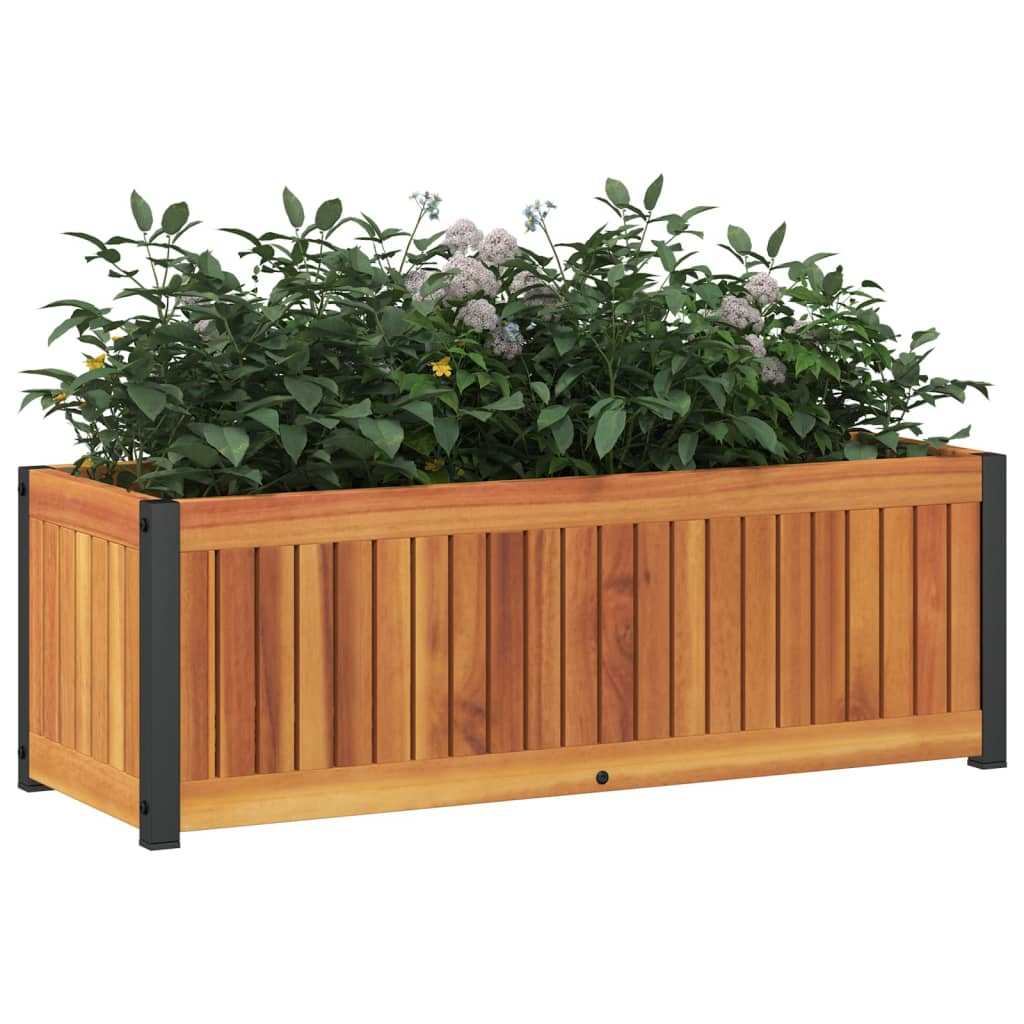 Jardinieră de grădină, 80x30x27,5 cm, lemn masiv acacia/oțel GartenMobel Dekor