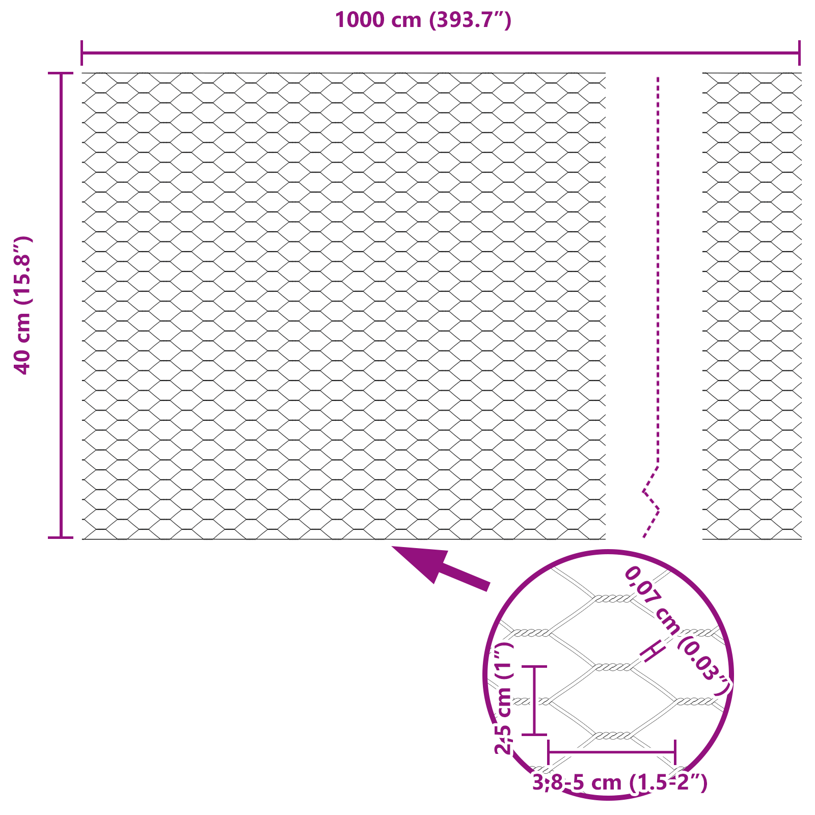 Gard Hexagonal Verde 0.4x10 m Oțel GartenMobel Dekor