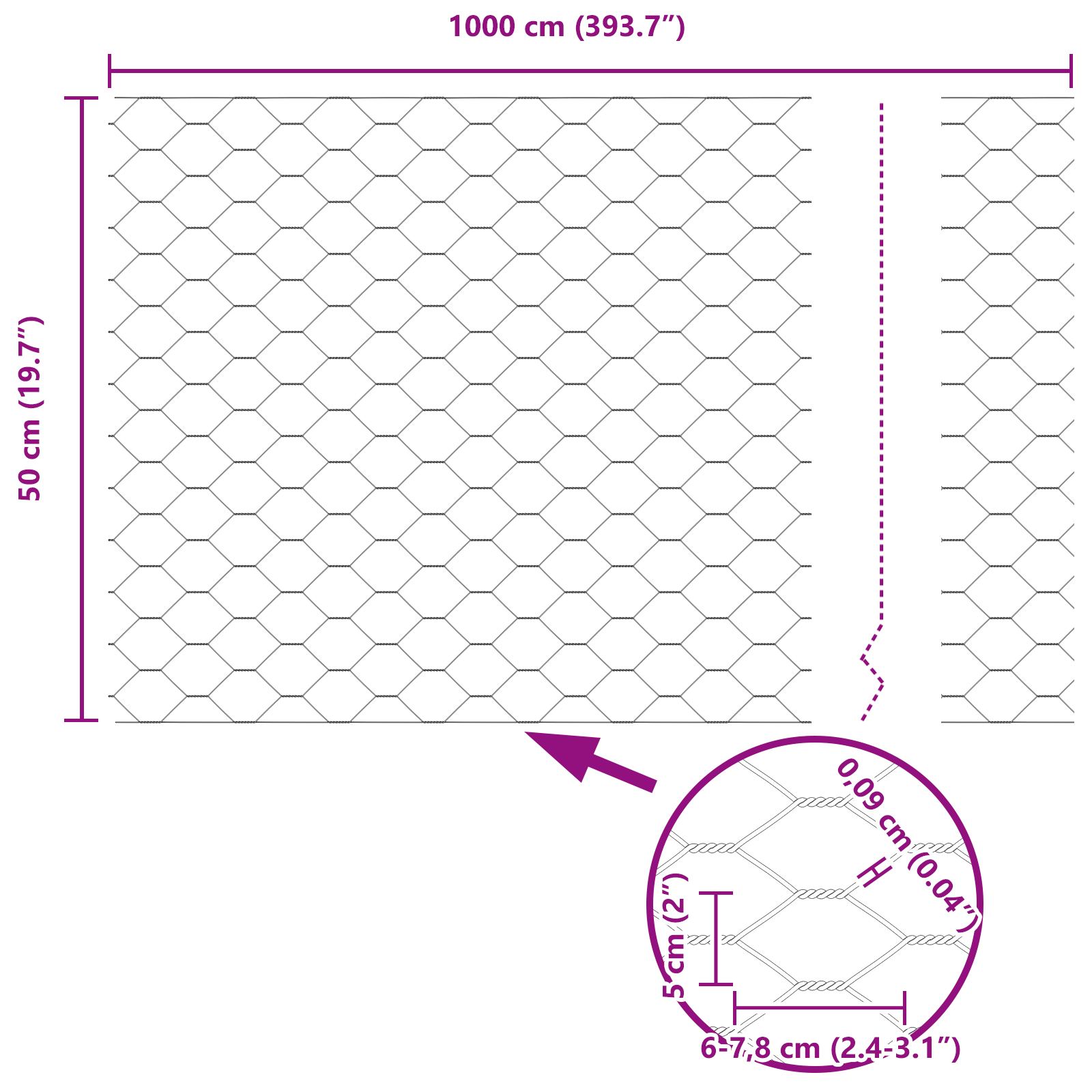 Gard Hexagonal Verde 0.5x10 m Oțel GartenMobel Dekor