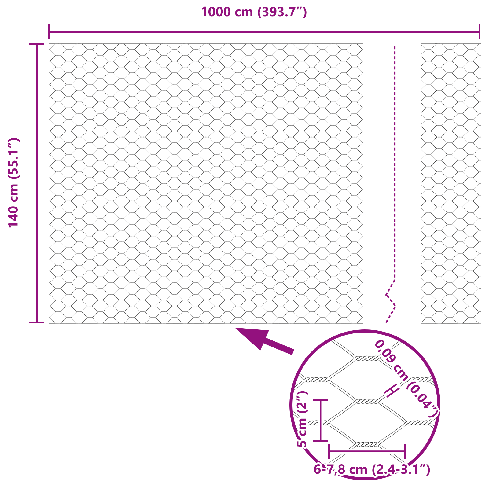 Gard Hexagonal Verde 1.4x10 m Oțel GartenMobel Dekor