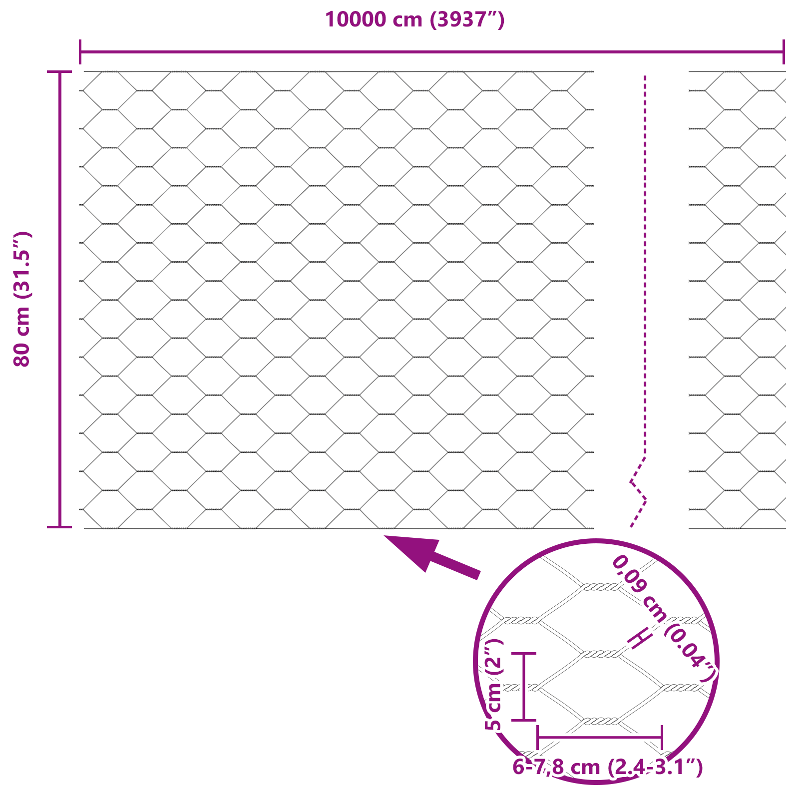 Gard Hexagonal Verde 0.8x100 m Oțel GartenMobel Dekor