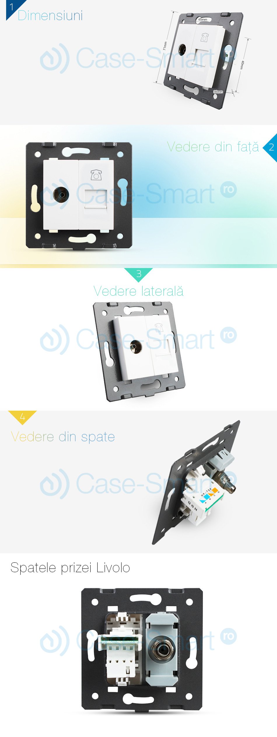 Priza dubla TV + telefon Livolo SmartElectro IntelligentHouse