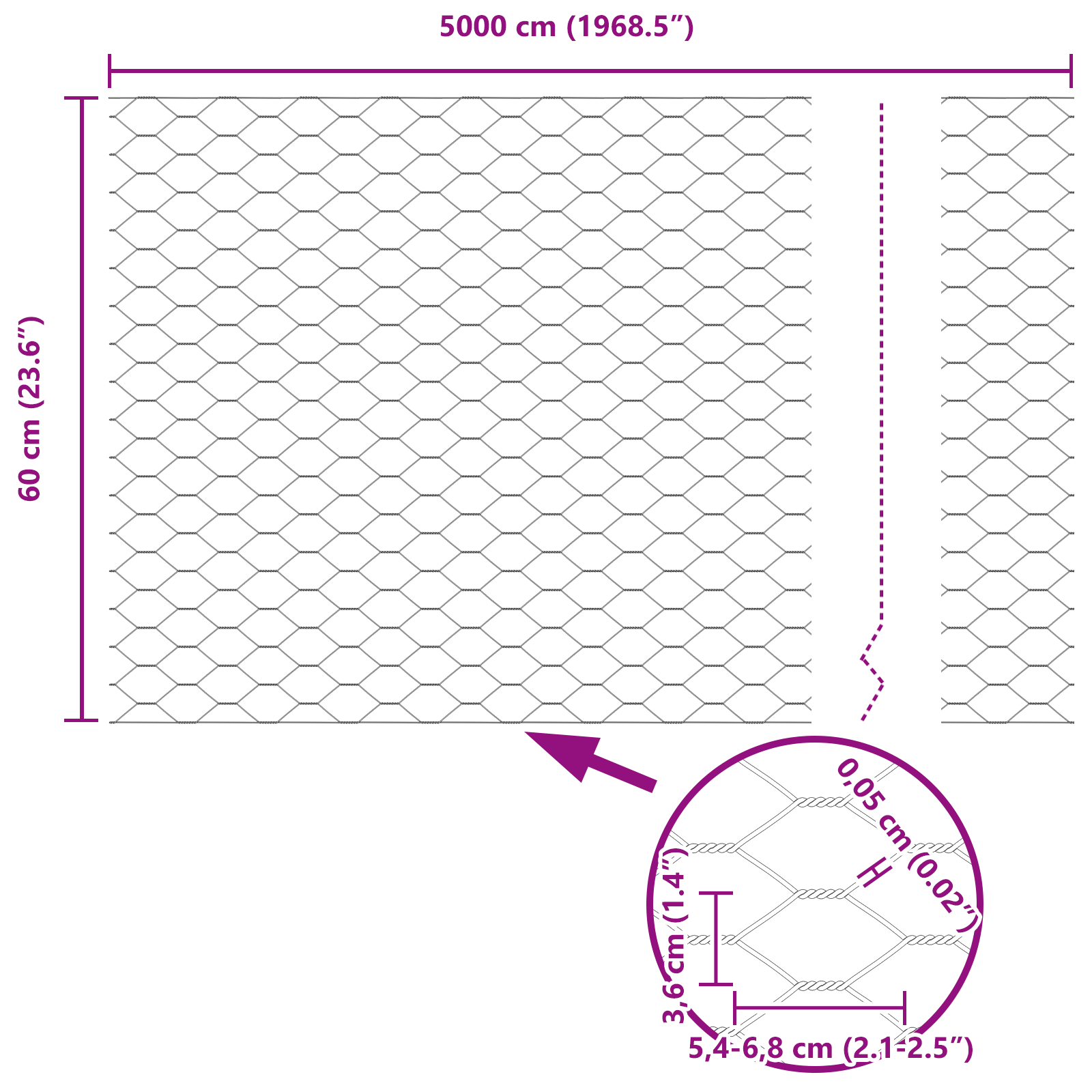 Gard hexagonal 0.6x50 m din oțel galvanizat GartenMobel Dekor