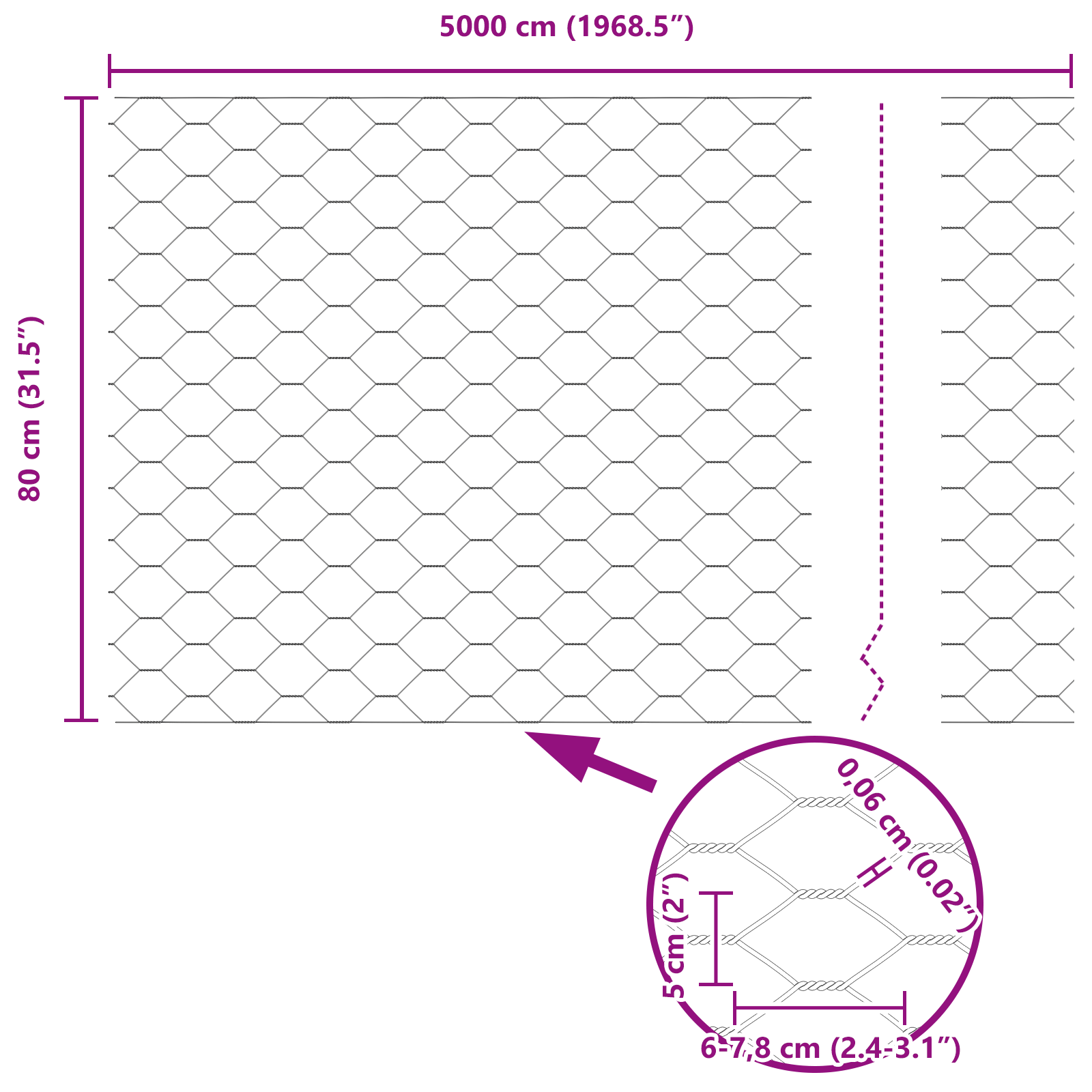 Gard hexagonal 0.8x50 m din oțel galvanizat GartenMobel Dekor