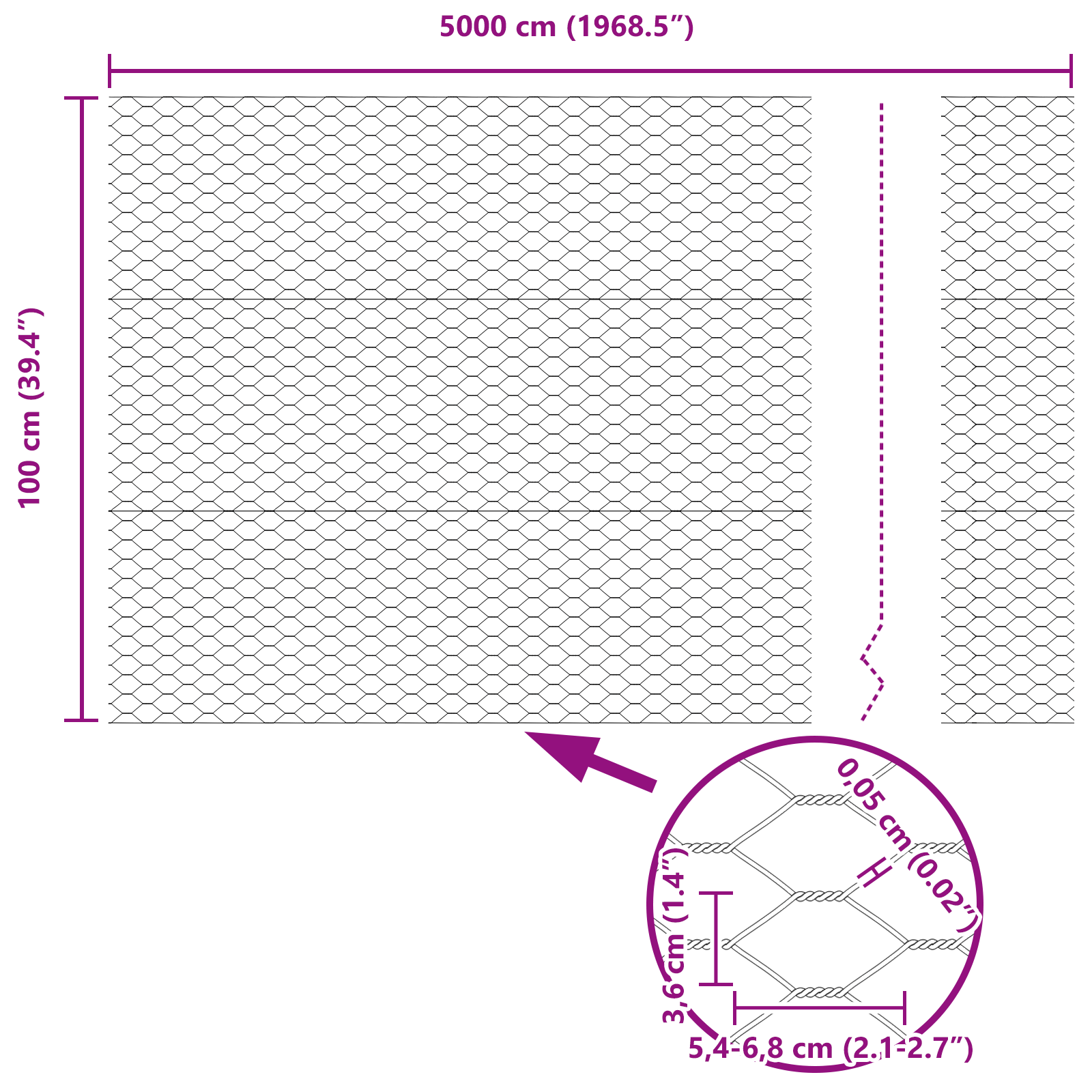 Gard hexagonal 1x50 m Oțel galvanizat GartenMobel Dekor