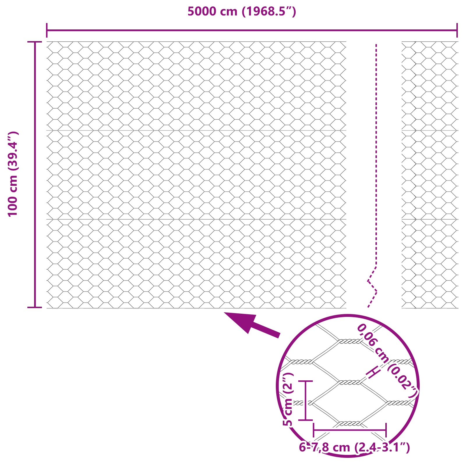 Gard hexagonal 1x50 m Oțel galvanizat GartenMobel Dekor