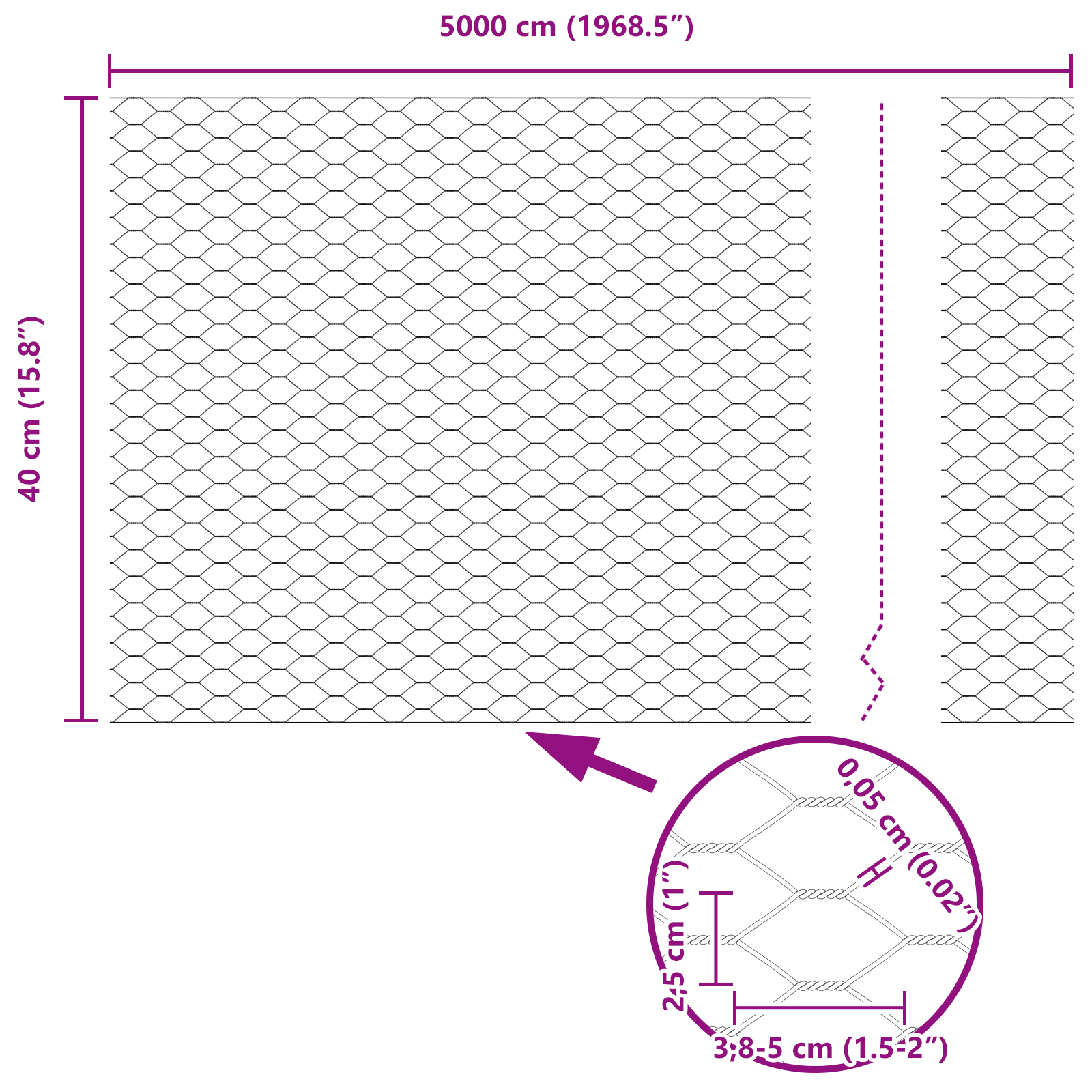 Împrejmuire Hexagonală 0.4x50 m Oțel Galvanizat GartenMobel Dekor