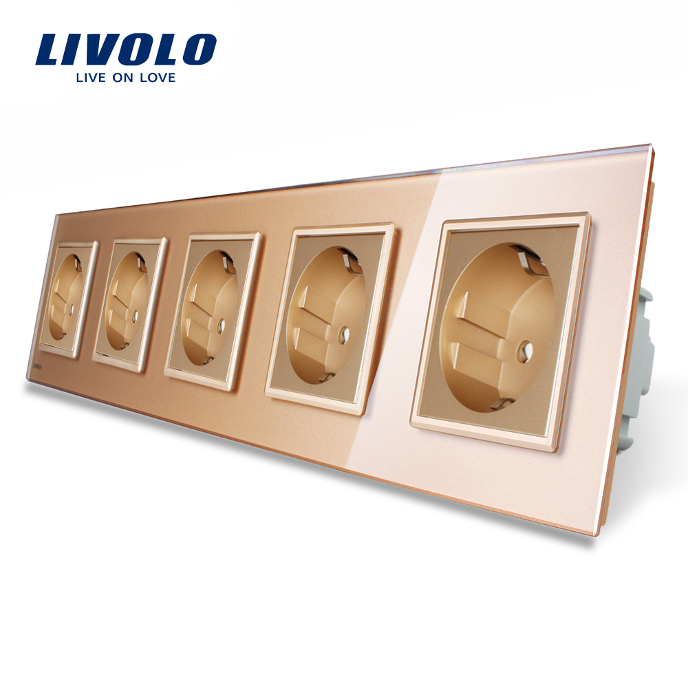 Priza cvintupla Livolo cu rama din sticla SmartElectro IntelligentHouse