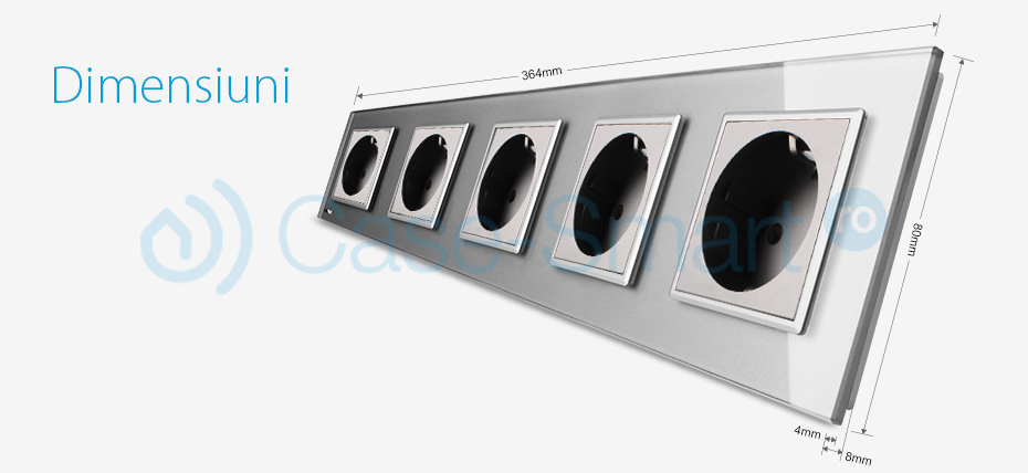 Priza cvintupla Livolo cu rama din sticla SmartElectro IntelligentHouse