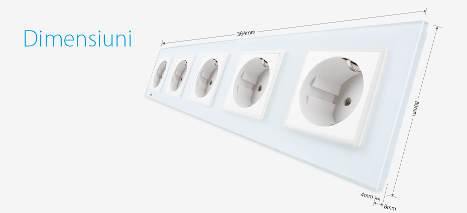 Priza cvintupla Livolo cu rama din sticla SmartElectro IntelligentHouse