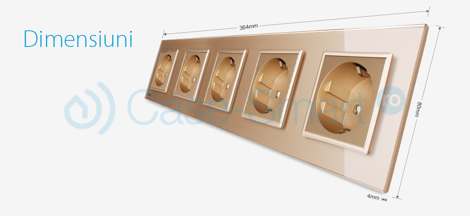 Priza cvintupla Livolo cu rama din sticla SmartElectro IntelligentHouse