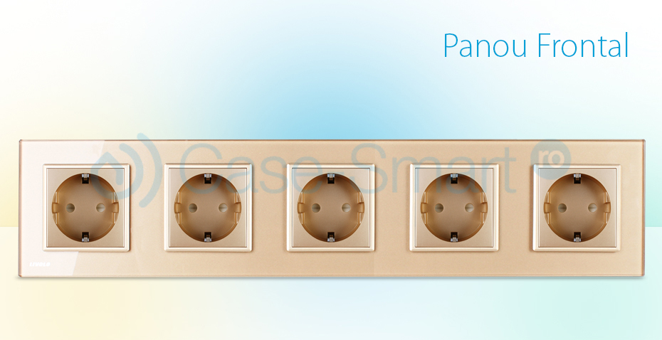 Priza cvintupla Livolo cu rama din sticla SmartElectro IntelligentHouse