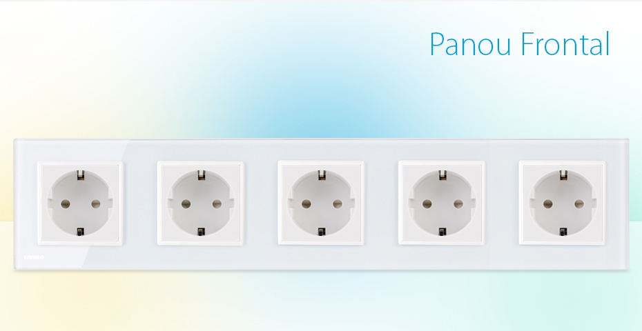 Priza cvintupla Livolo cu rama din sticla SmartElectro IntelligentHouse