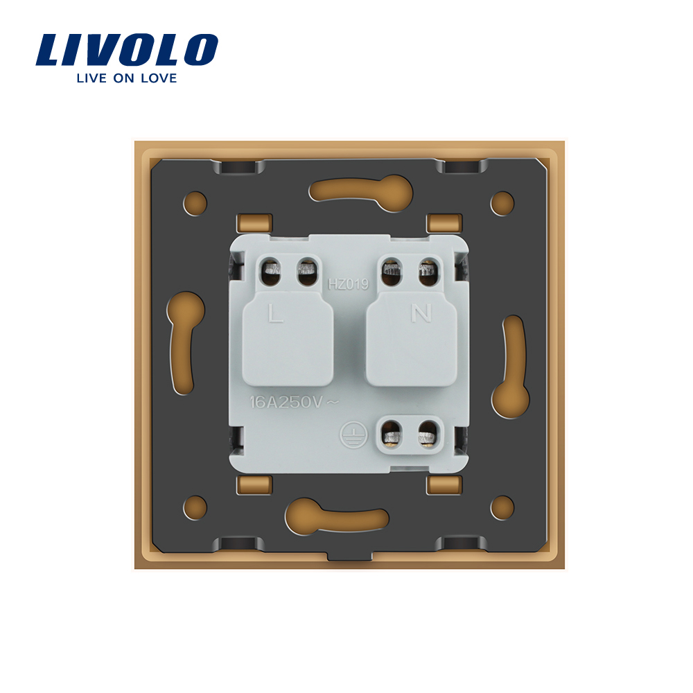Priza simpla Livolo cu rama din sticla si capac de protectie rezistent la apa SmartElectro IntelligentHouse