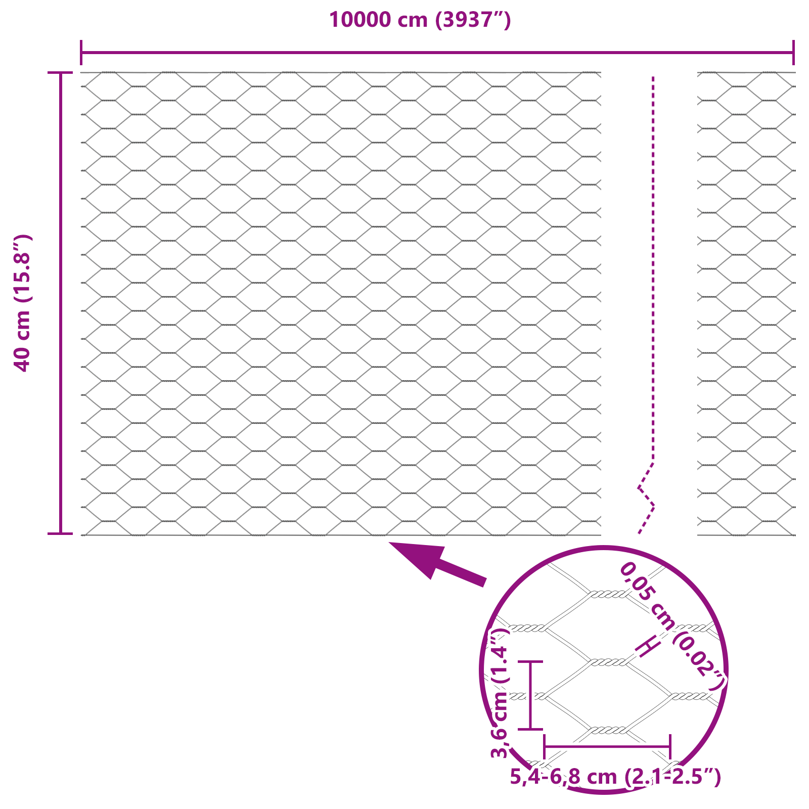 Gard hexagonal 0.4x100 m Oțel galvanizat GartenMobel Dekor