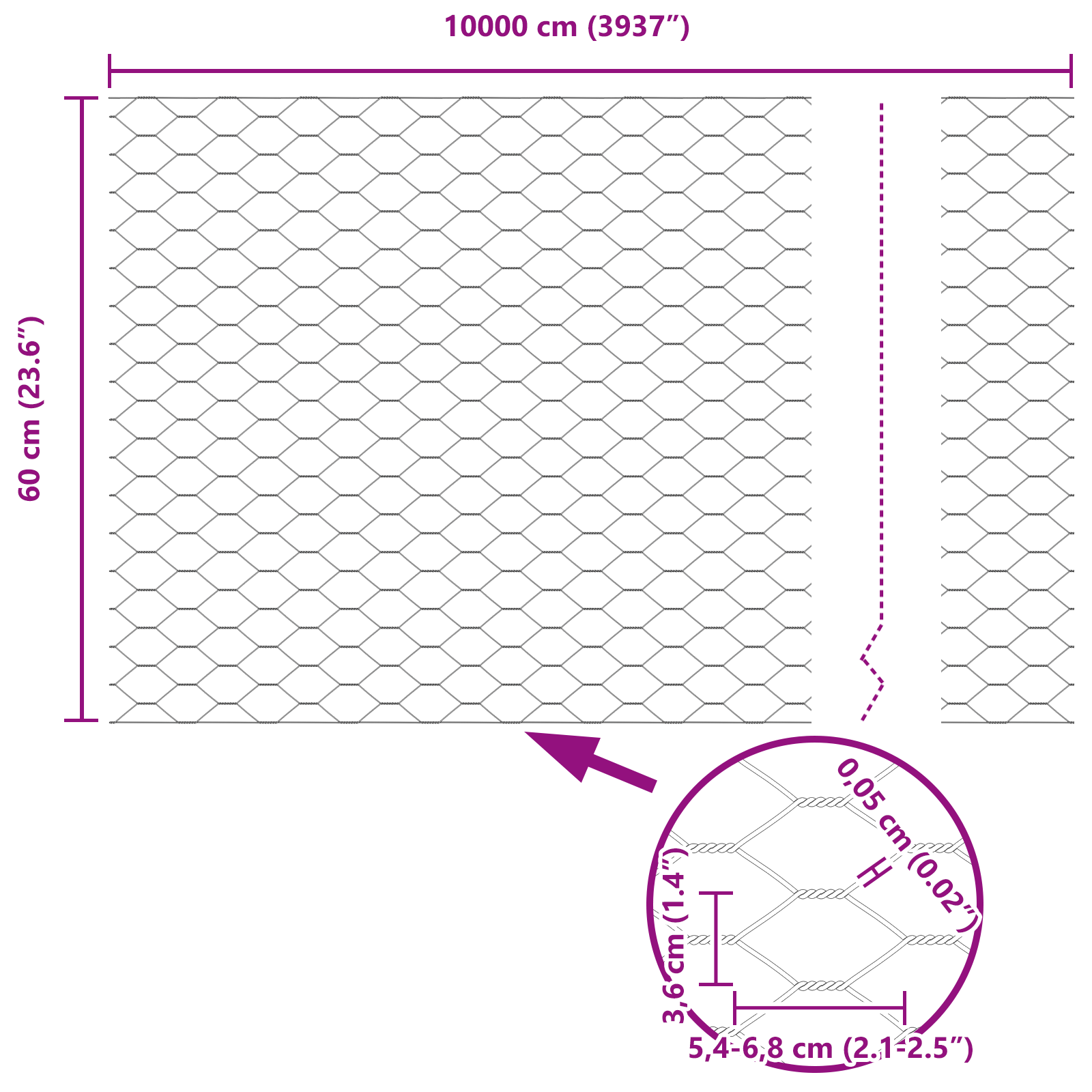 Împrejmuire Hexagonală 0.6x100 m Oțel Zincat GartenMobel Dekor
