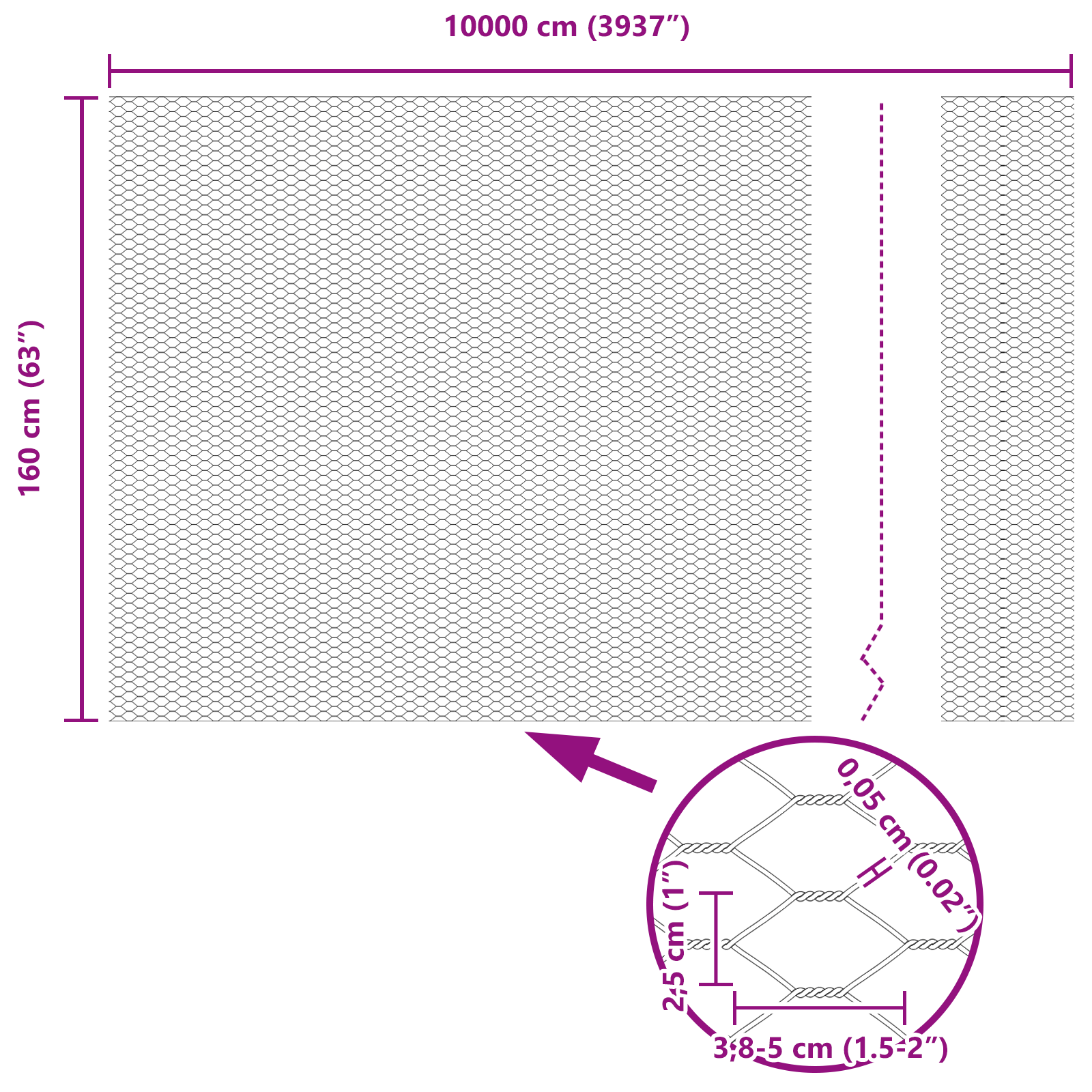 Gard hexagonal 1.6x100 m din oțel galvanizat GartenMobel Dekor