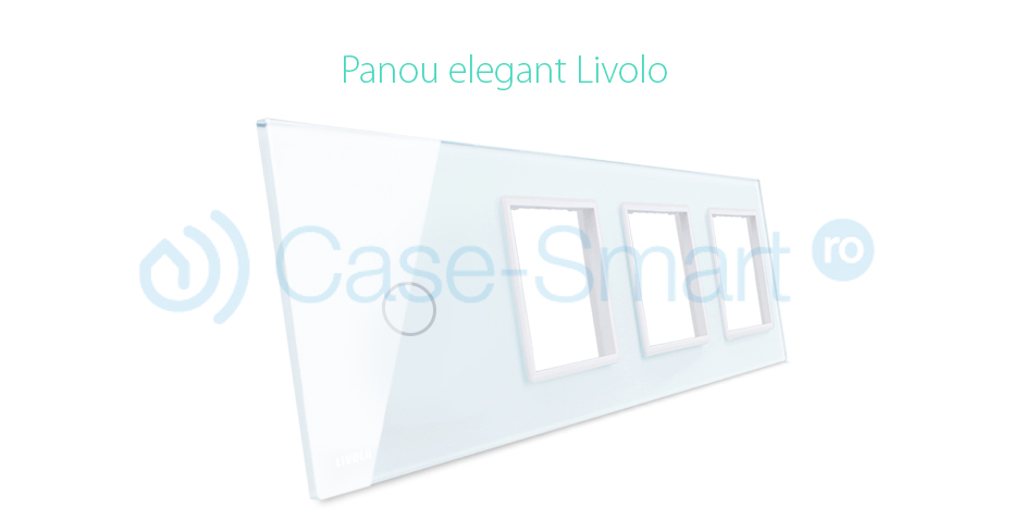 Rama intrerupator cu touch simplu+priza tripla LIVOLO din sticla SmartElectro IntelligentHouse