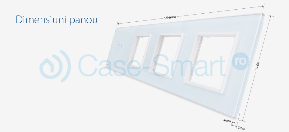 Rama intrerupator cu touch simplu+priza tripla LIVOLO din sticla SmartElectro IntelligentHouse