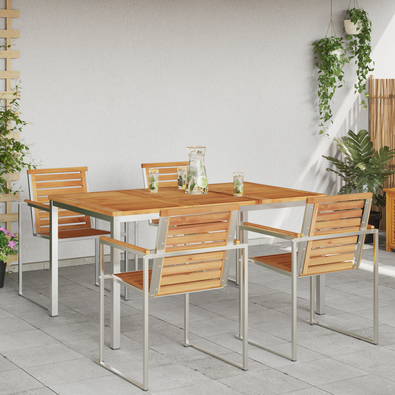Masă de dining pentru exterior 150x90x75 cm din lemn masiv de tec GartenMobel Dekor