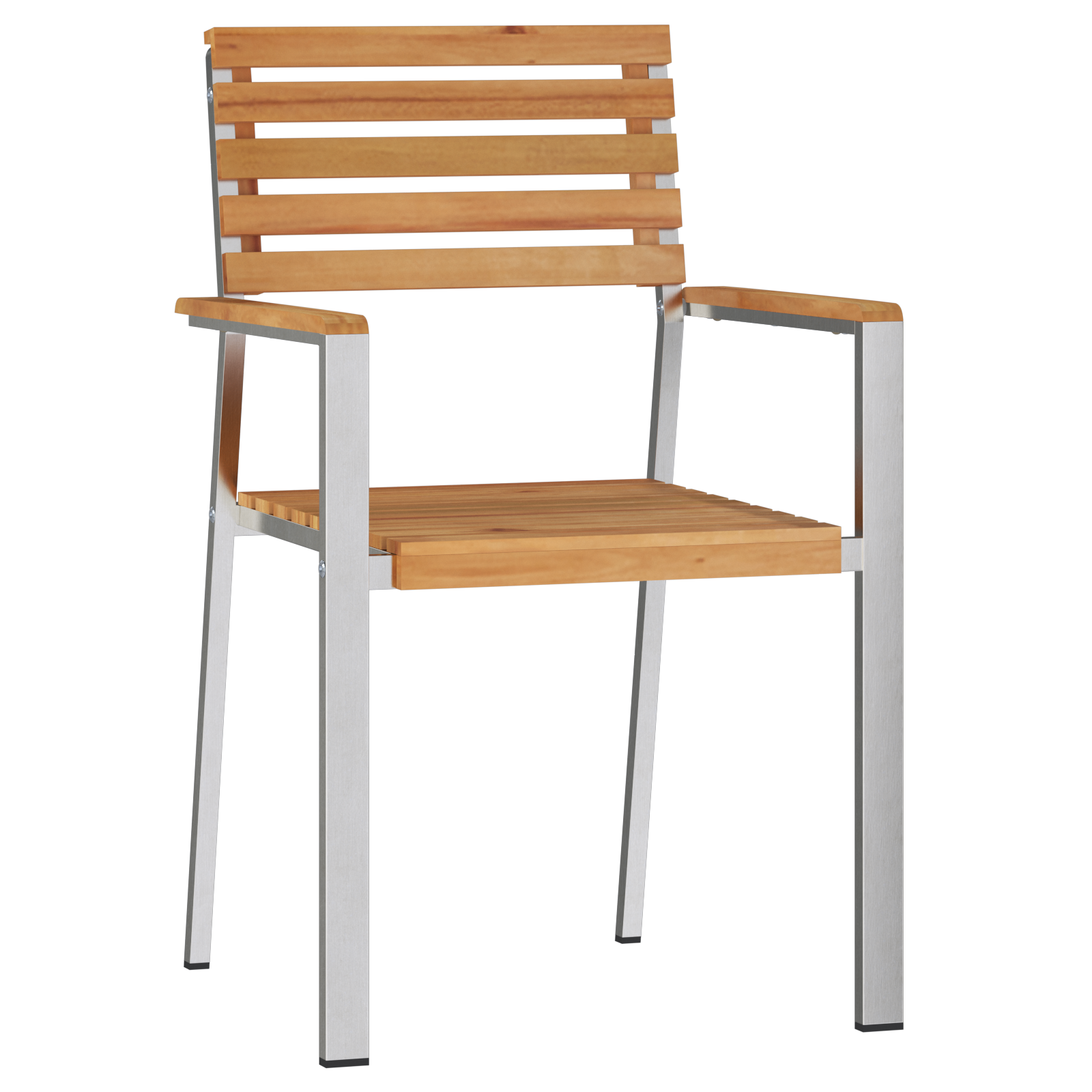Scaune de Grădină Stivuite 4 pcs Din Lemn Masiv de Teak și Oțel Inoxidabil GartenMobel Dekor