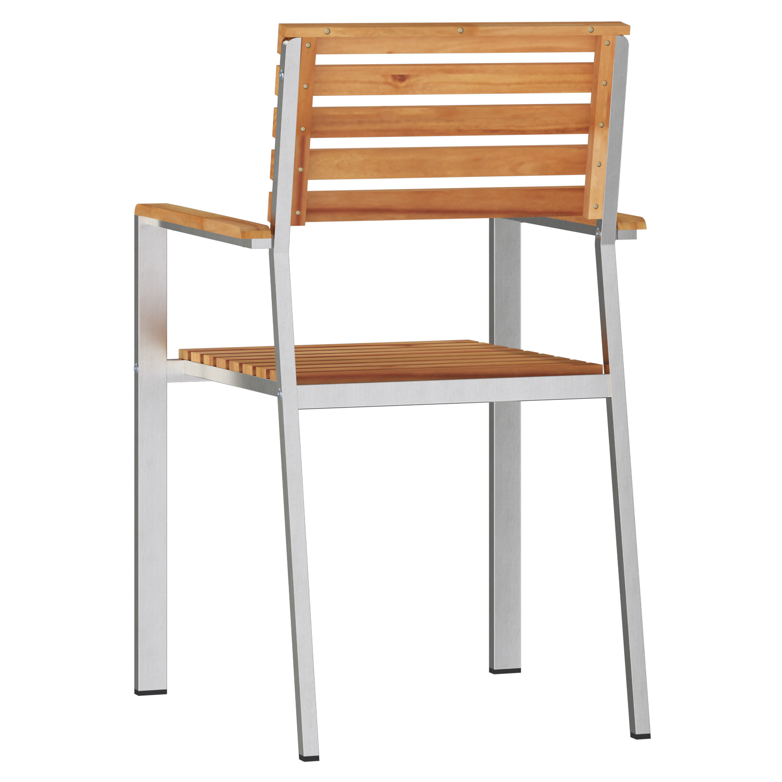 Scaune de Grădină Stivuite 4 pcs Din Lemn Masiv de Teak și Oțel Inoxidabil GartenMobel Dekor