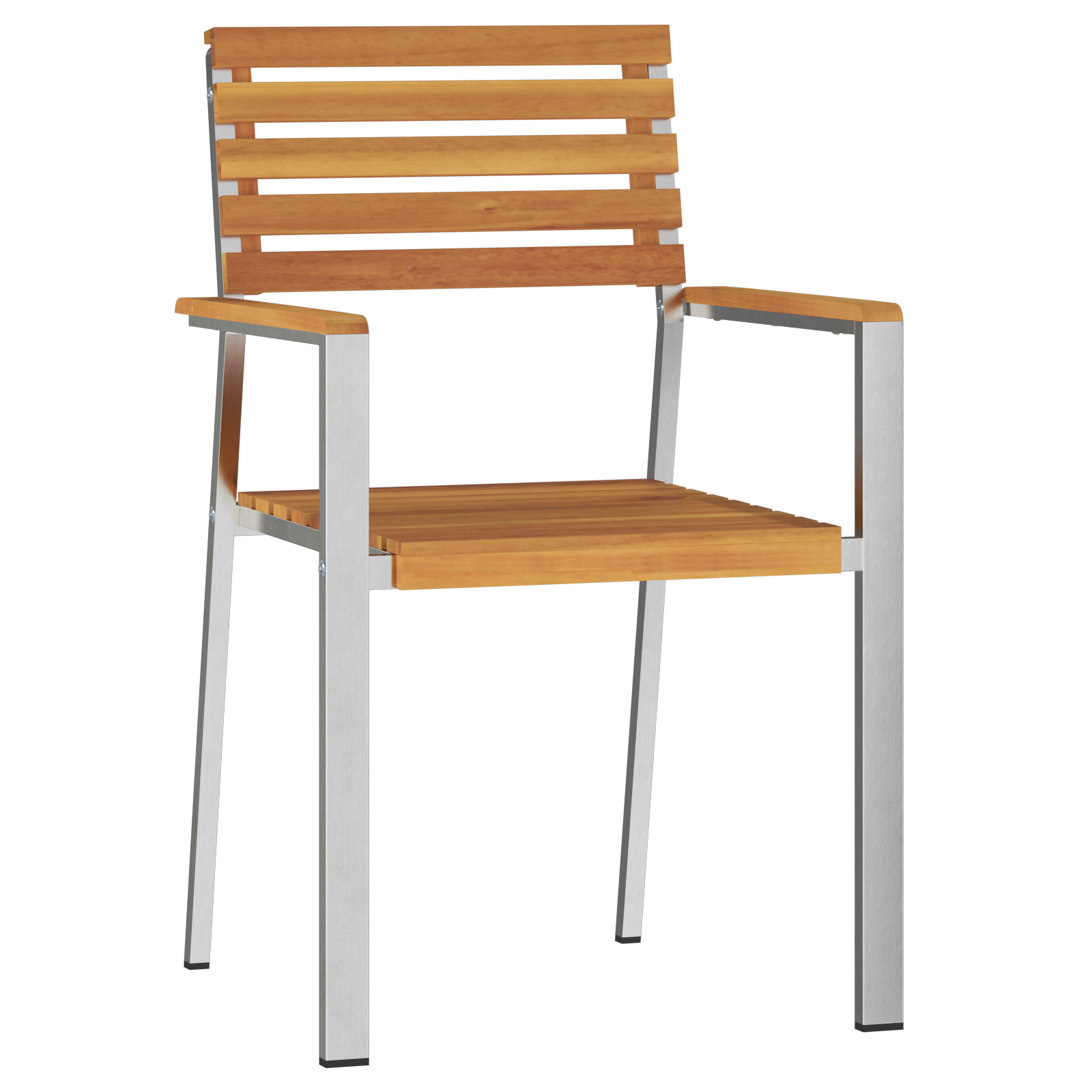 Set de 4 scaune de grădină stackabile din lemn masiv de acacia și oțel inoxidabil GartenMobel Dekor