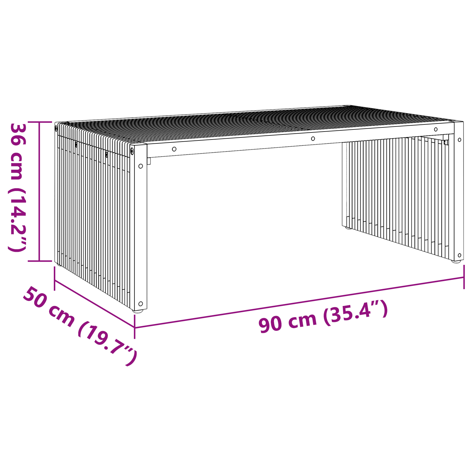 Masa laterală de grădină 90x49.7x36 cm Lemn solid de tec GartenMobel Dekor