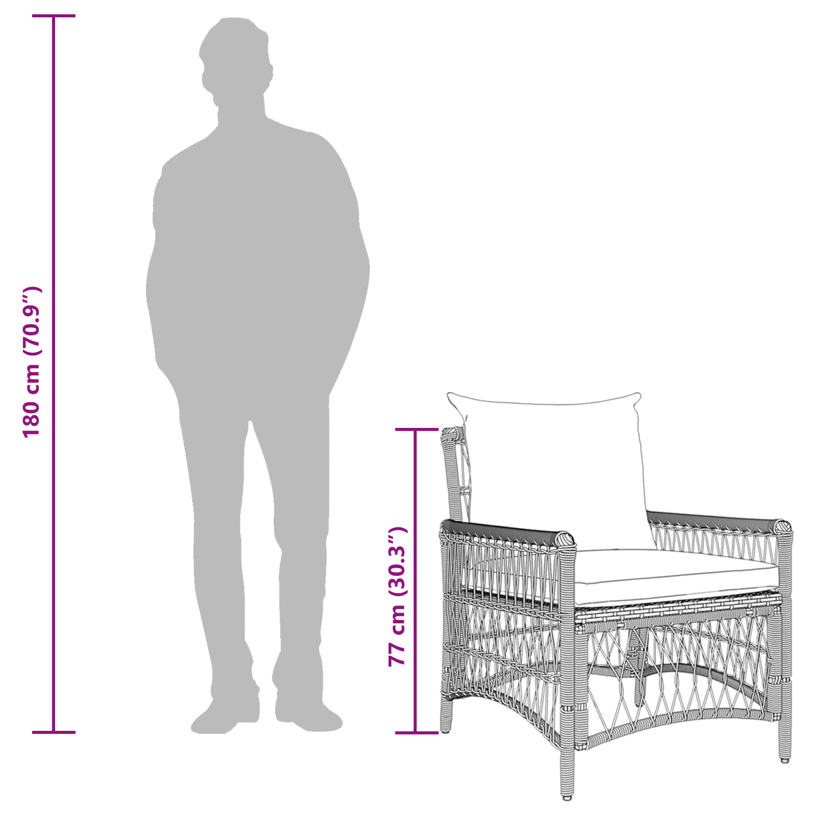 Scaun de grădină cu perne Bej 60x70x78 cm Ratan Polimer GartenMobel Dekor