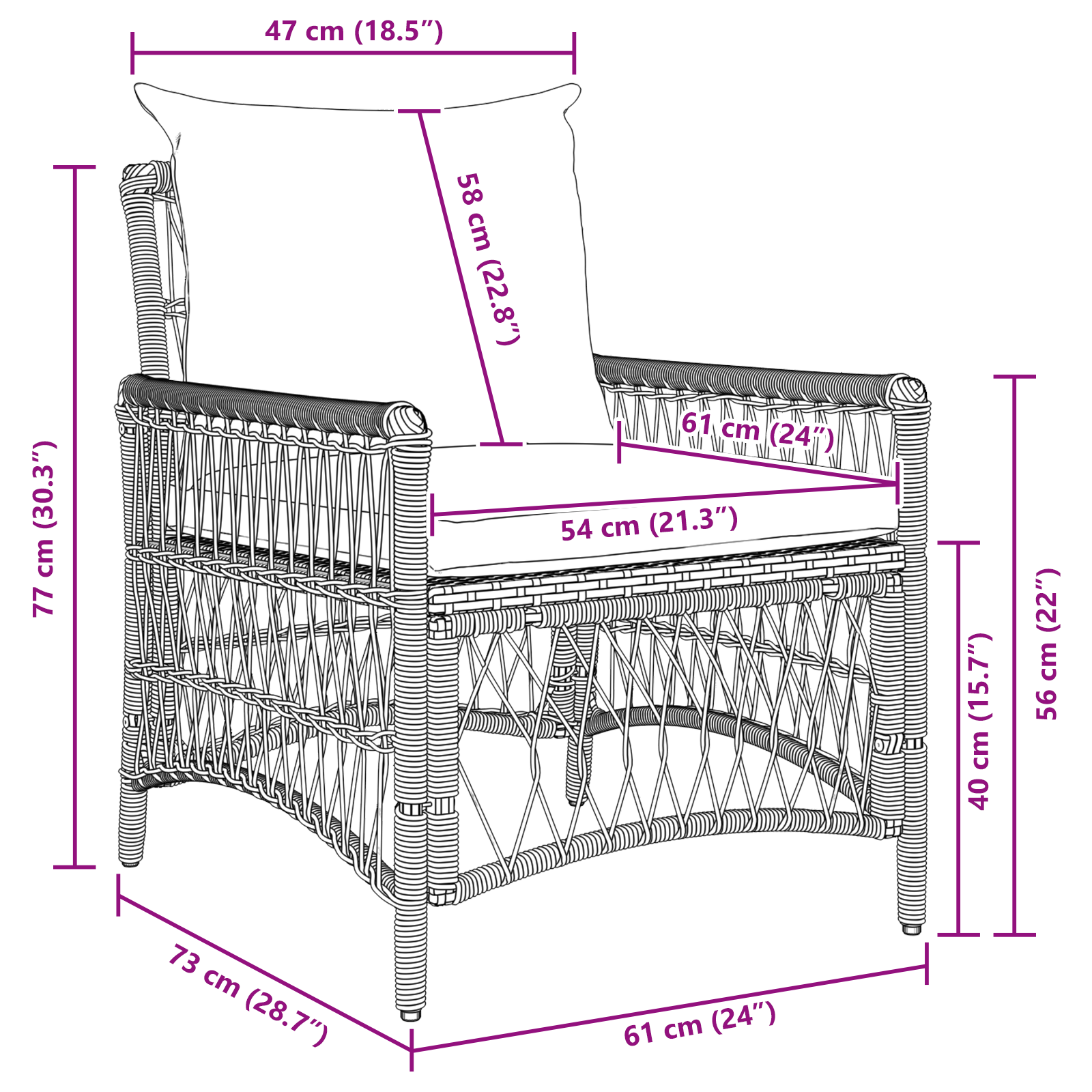 Scaun de grădină cu perne Bej 60x70x78 cm Ratan Polimer GartenMobel Dekor