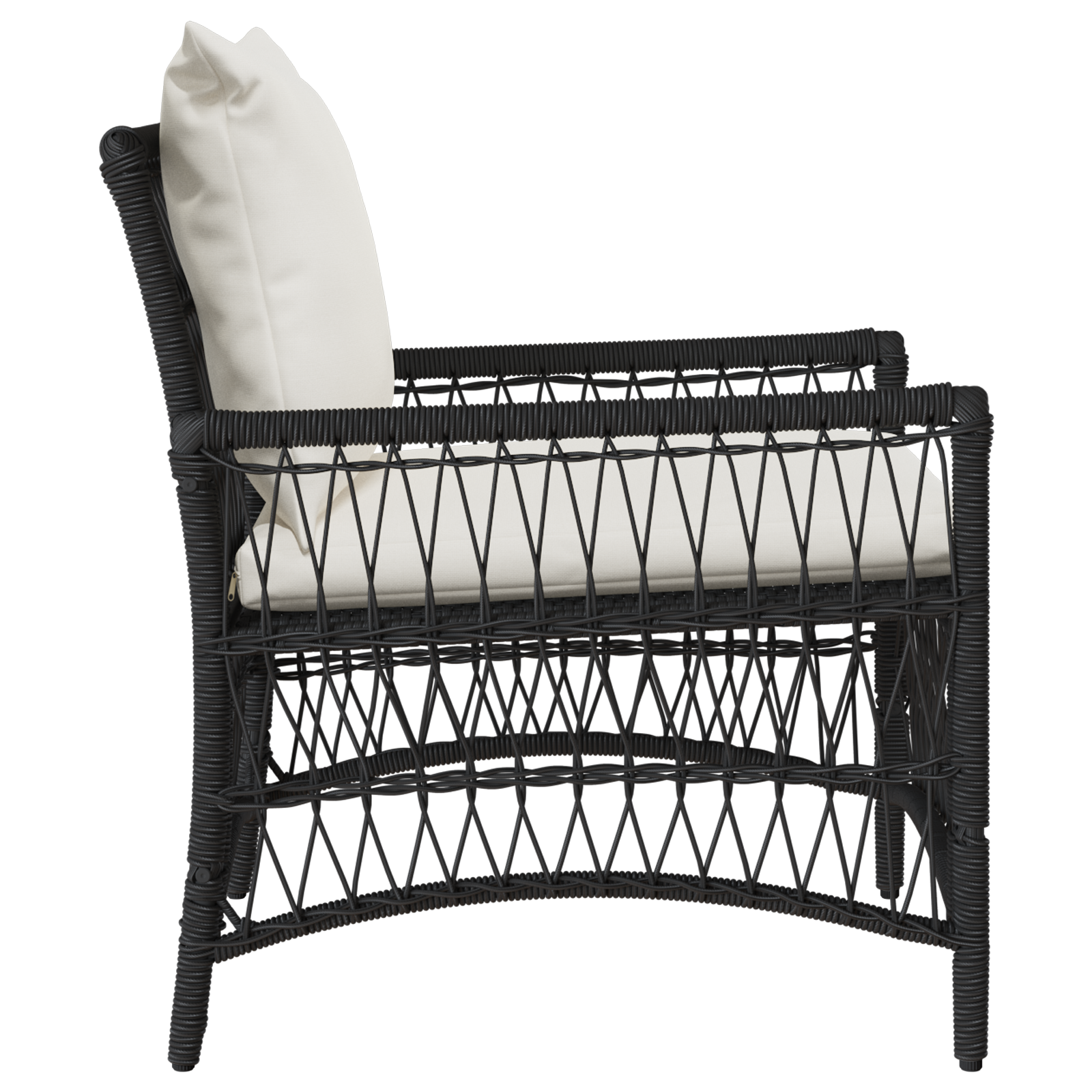 Scaun de grădină cu perne Negru 60x70x78 cm Ratan GartenMobel Dekor