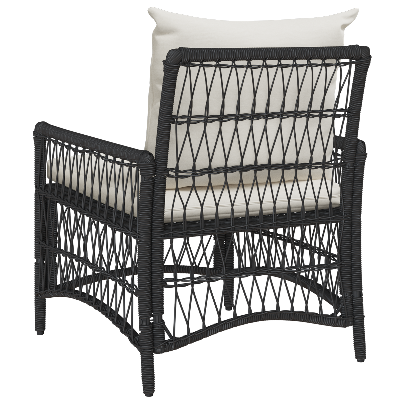 Scaun de grădină cu perne Negru 60x70x78 cm Ratan GartenMobel Dekor