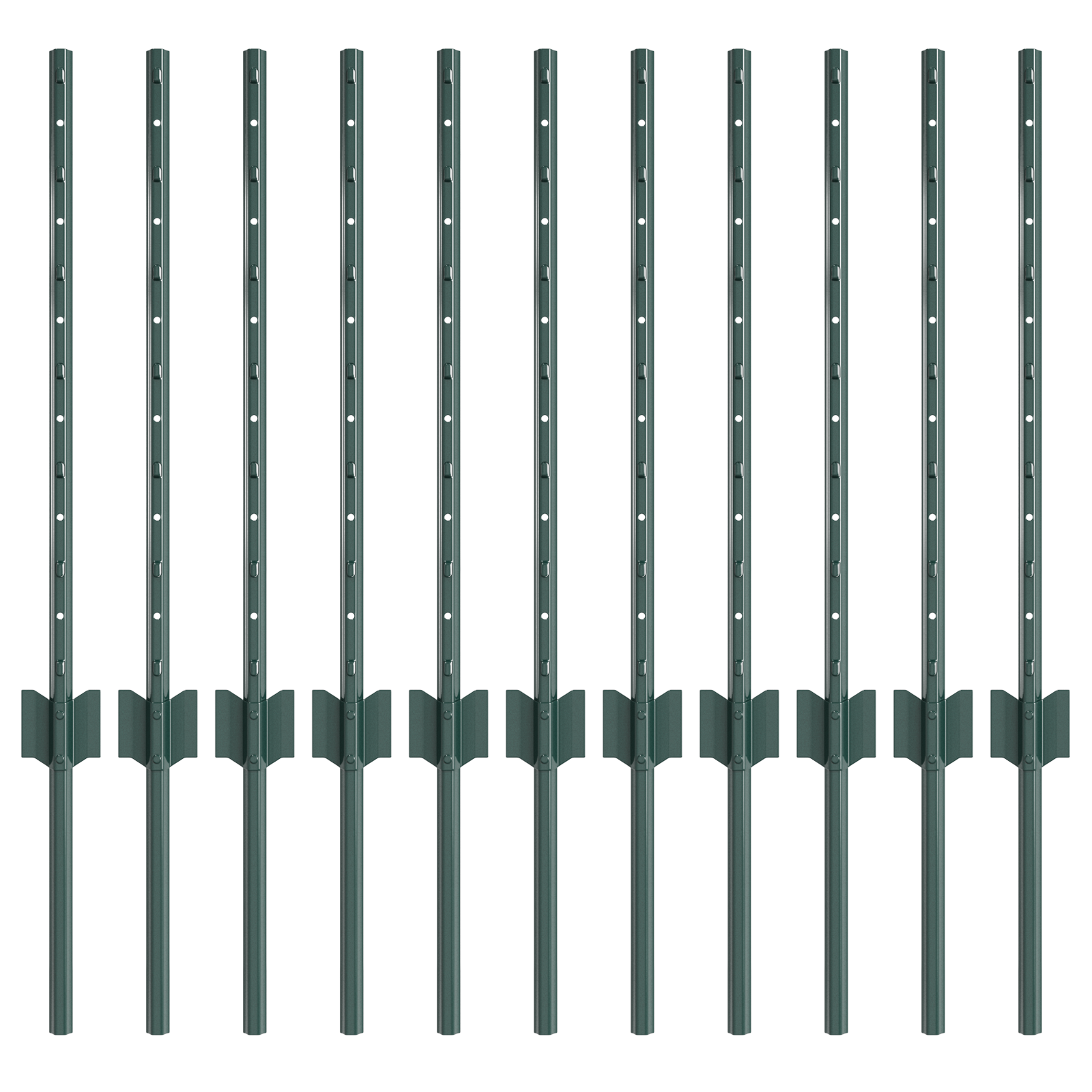 Stâlpi de gard 11 piese canală U verde 60 cm oțel GartenMobel Dekor