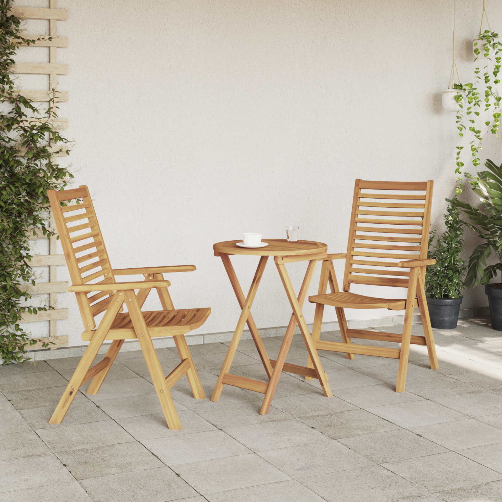 Set de 2 scaune de grădină din lemn masiv de tec  GartenMobel Dekor