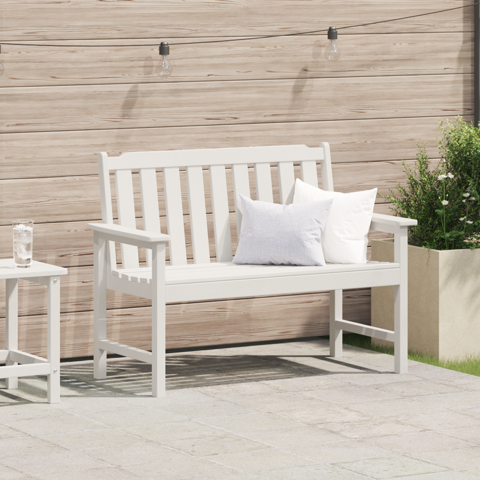 Bancă de grădină Alb 120 cm HDPE GartenMobel Dekor